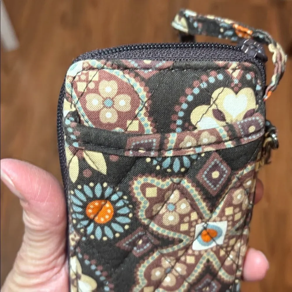 Vera Bradley Zip ID Wallet Brown Print